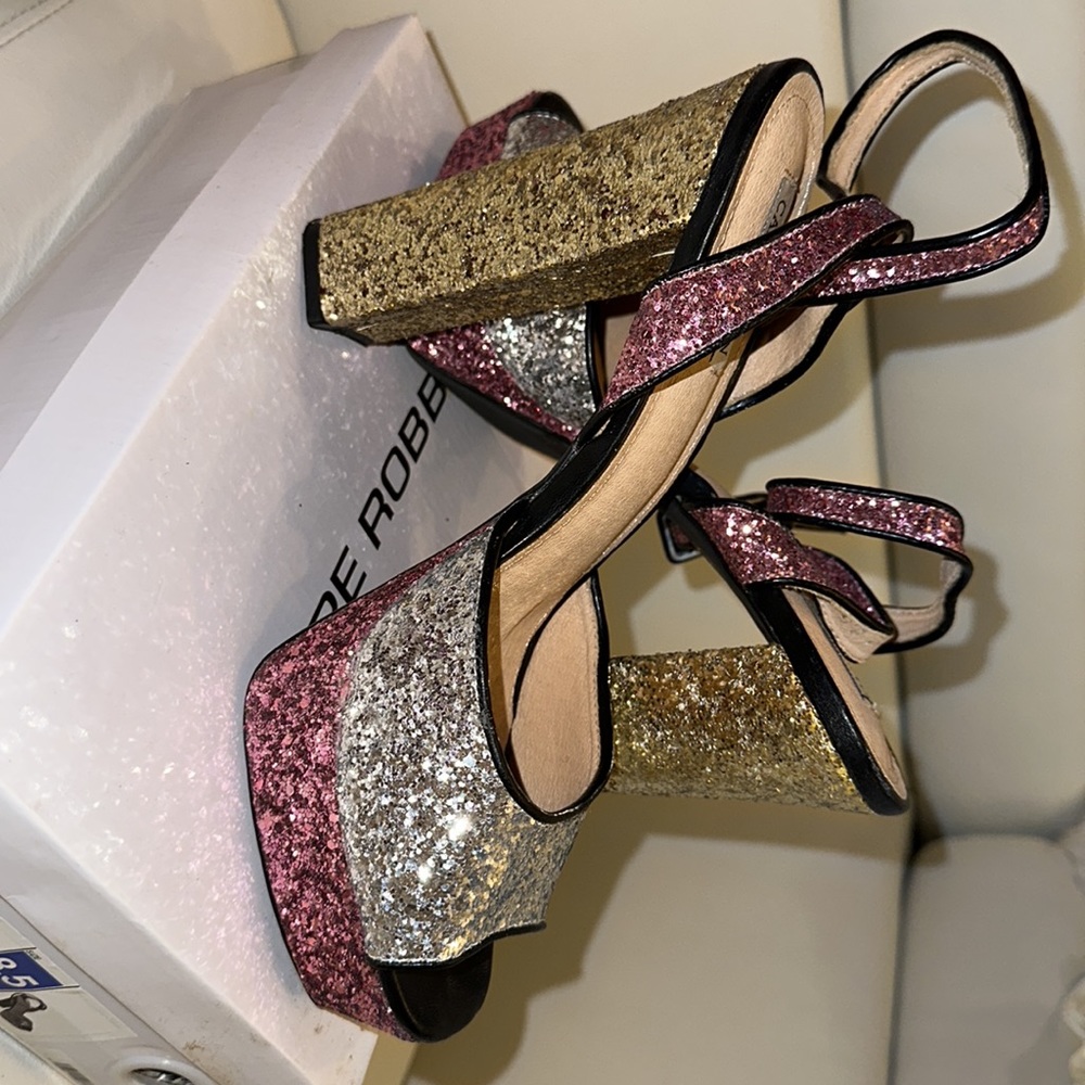Multi Colored Sequins Platform Heels - image 2